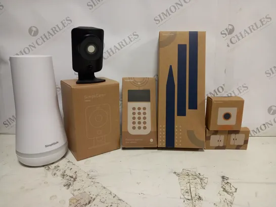 BOXED SIMPLE SAFE BUNDLE TO INCLUDE - SIMPLICAM - SIMPLISAFE CONTROL - YARD STAKES ETC