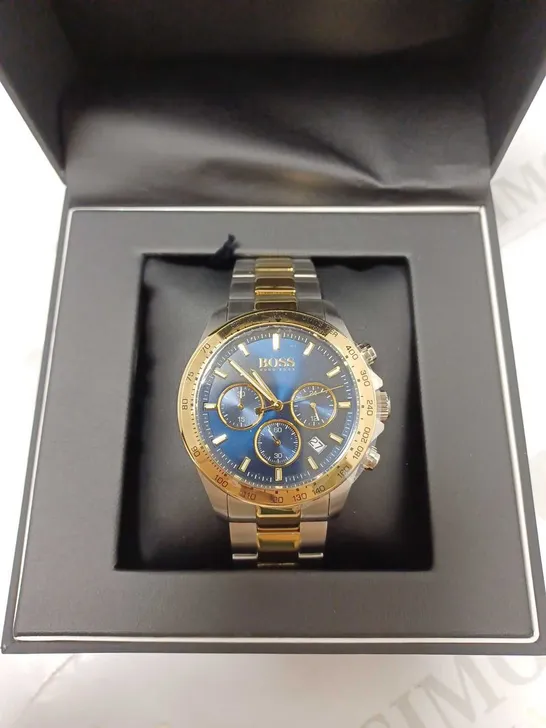 BOSS HERO SPORT BLUE CHRONOGRAPH STAINLESS STEEL BRACELET WATCH RRP £481