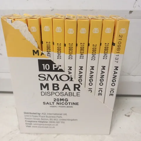 BOXED MANGO ICE 10 PACK SMOK M BAR DISPOSABLE 20MG SALT NICOTINE VAPES