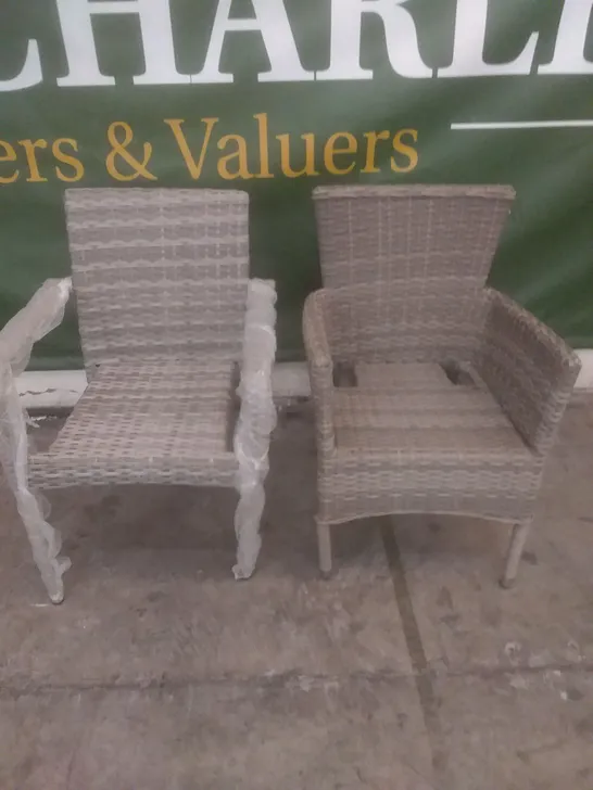 X2 RATTAN EFFECT GARDEN ARMCHAIRS GREY