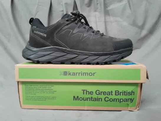 BOXED PAIR OF KARRIMOR HELIUM LOW SHOES IN BLACK UK SIZE 11