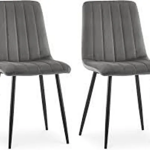 BOXED CLIPOP FORZA GREY VELVET DINING CHAIRS SET OF 2 (1 BOX)