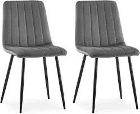 BOXED CLIPOP FORZA GREY VELVET DINING CHAIRS SET OF 2 (1 BOX)