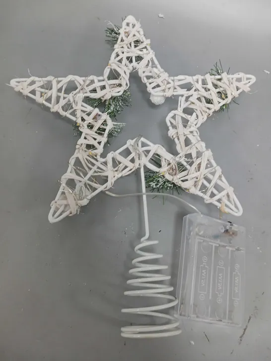 PRE LIT WHITE STAR TREE TOPPER