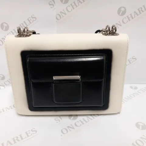 BALENCIAGA PARIS WHITE AND BLACK CLUTCH BAG