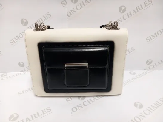 BALENCIAGA PARIS WHITE AND BLACK CLUTCH BAG