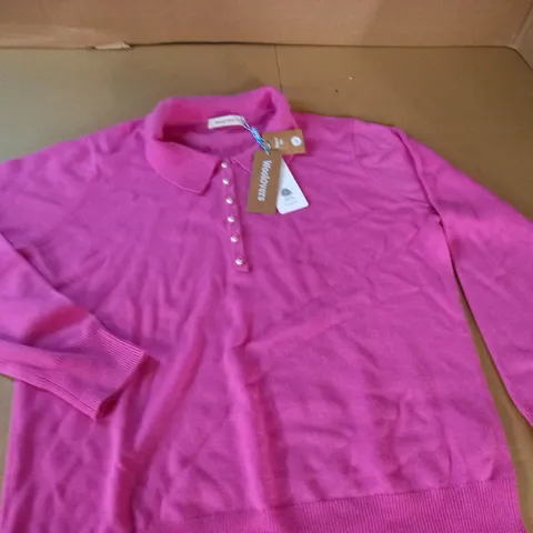 WOOLOVERS PINK MERINO WOOL TOP - L