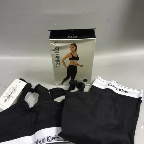 BOXED CALVIN KLEIN WOMEN'S BRALETTE & LEGGING SET IN BLACK - S	