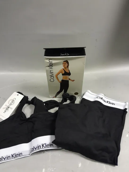 BOXED CALVIN KLEIN WOMEN'S BRALETTE & LEGGING SET IN BLACK - S	