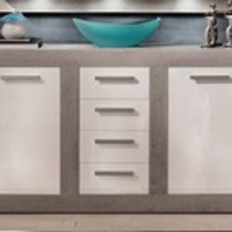 BOXED PARKER SIDEBOARD IN CONCRETE AND WHITE HIGH GLOSS WITH 2 DOORS(2 BOXES)