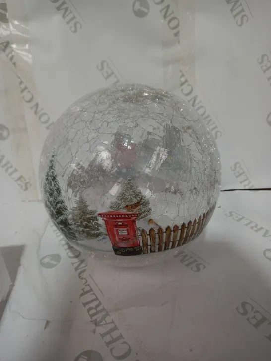 FESTIVE PRE-LIT SCENIC CRACKLE GLASS SPHERE