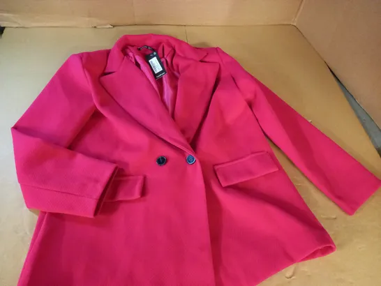 BOOHOO PREMIUM DOUBLE BREASTED RELAXED FIT BLAZER IN HOT PINK - 12