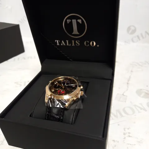 TALIS CO 7120 CHRONOGRAPH WATCH-MOONPHASE MOVEMENT LEATHER STRAP