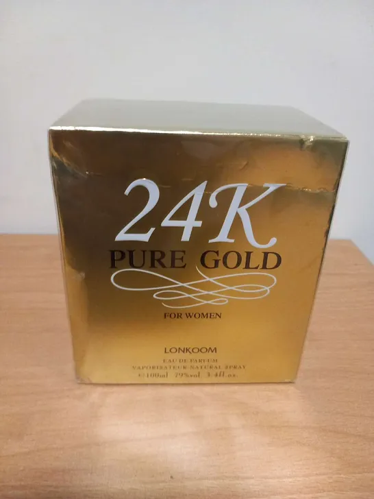 BOXED AND SEALED 24K PURE GOLD FOR WOMEN LONKOOM EAU DE PARFUM 100ML