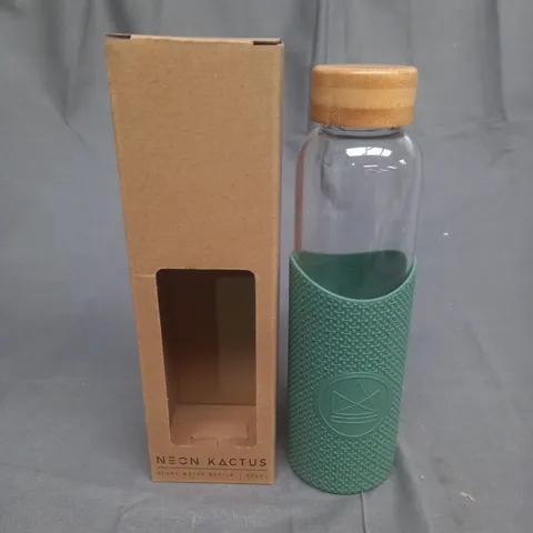 BOXED PEACE WITH THE WILD  NEON KACTUS GLASS WATER BOTTLE - 550ML