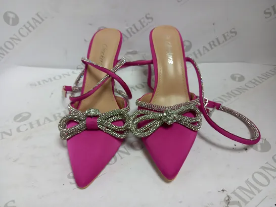 CHOCKERS STRAPPY DIAMANTE PINK HEELS UK SIZE 5.5