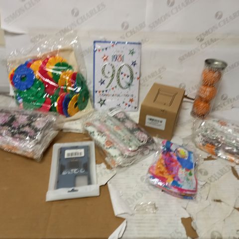BOX OF APPROX 5 ASSORTED ITEMS TO INCLUDE ASSORTED FACE MASKS, CHILDRENS TOY, BLUE PHONE CASE