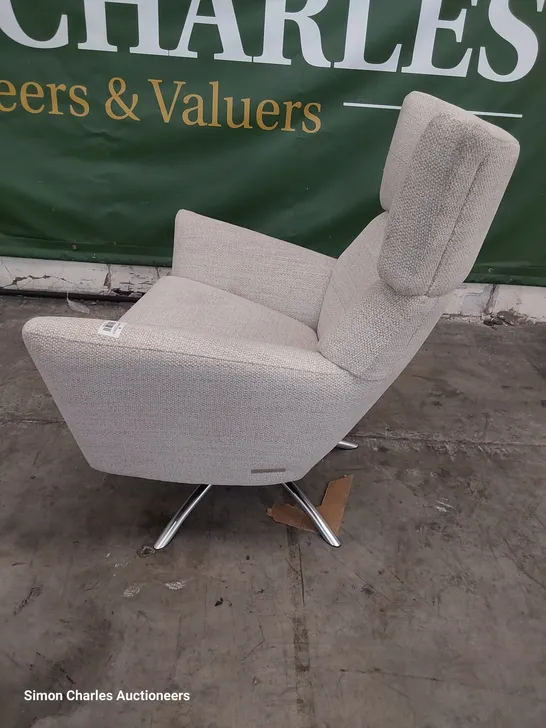 QUALITY BRITISH DESIGNER LOUNGE Co. JACOB SWIVEL WINGED CHAIR NATURAL FABRIC 