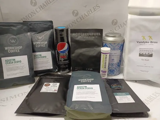 LOT OF APPROX 10 ASSORTED FOOD/DRINK ITEMS TO INCLUDE WORKSHOP COFFEE AGUSTIN CCASA CCOYO, PEPSI MAX SODASTREAM MIXING DRINK, WHITTARD EARL GREY ALL BUTTER BISCUITS, ETC 