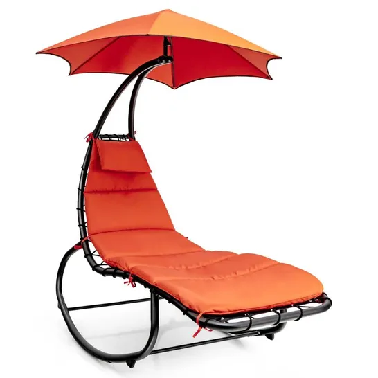 BOXED COSTWAY HAMMOCK SWING LOUNGER CHAIR WITH SHADE CANOPY - ORANGE