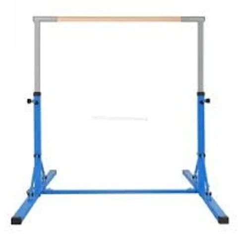 BOXED COSTWAY KIDS FOLDABLE GYMNASTICS BAR WITH 13 ADJUSTABLE HEIGHTS - BLUE (1 BOX)