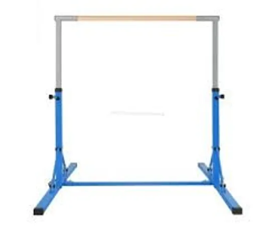 BOXED COSTWAY KIDS FOLDABLE GYMNASTICS BAR WITH 13 ADJUSTABLE HEIGHTS - BLUE (1 BOX)