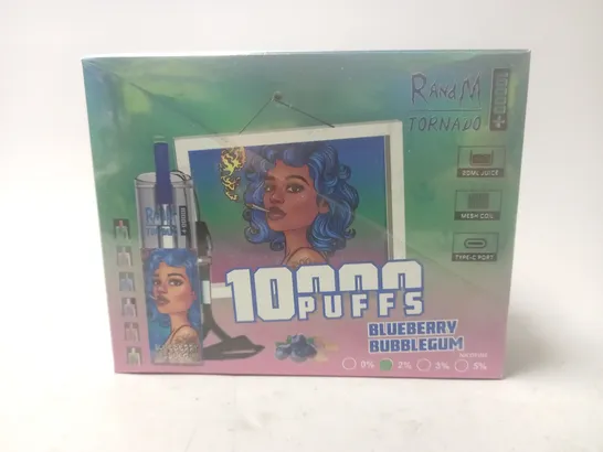 SEALED AND BOXED R AND M TORNADO DISPOSABLE VAPES - BLUE BERRY BUBBLEGUM - 10 PER BOX