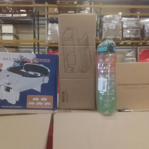 PALLET OF ASSORTED ITEMS INCLUDING 3LED HELMET MAGNIFIER, SHOWER CADDY, ROBOT VACUUM PARTS