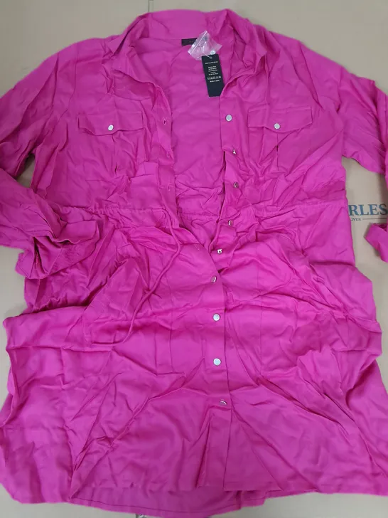 LOT OF 4 BRAND NEW DESTELLO LONG LINE BUTTON THROUGH PINK SHIRT DRESS - L