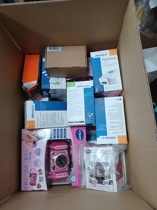 BOX OF ASSORTED ELECTRONICAL ITEMS TO INCLUDE EXTENSION LEAD, KEY PAD, GAMES, TRI PODS ETC 