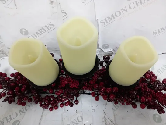 HOME REFLECTIONS MIXED BERRY CANDLE HOLDER WITH LED CANDLES