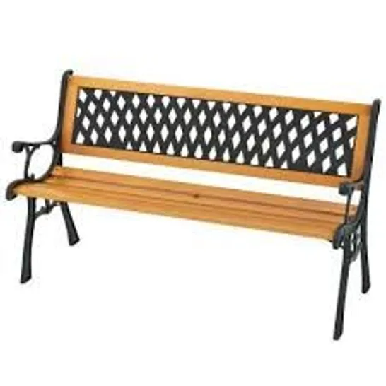 BOXED 126CM PATIO GARDEN BENCH WITH CURVED ARMRESTS AND APPEALING BACK