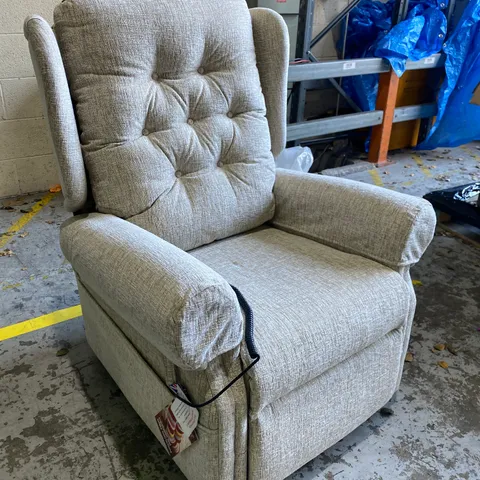 DESIGNER GREY FABRIC RECLINING ARMCHAIR