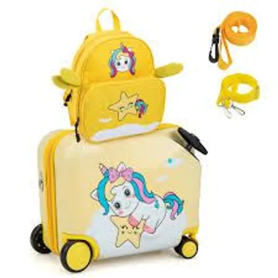 BOXED 2 PIECES KIDS LUGGAGE SET WITH SPINNER WHEELS AND ANTI-LOSE ROPE