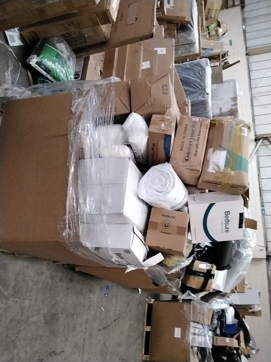 PALLET OF ASSORTED ITEMS TO INCLUDE: HEATED MATTRESS PAD, BEDSURE GET COZY, NOFFA PILLOW ETC 