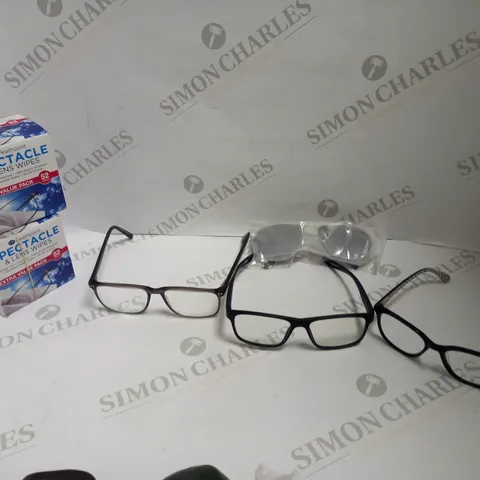 LOT OF APPROXIMATELY 15 PAIRS OF GLASSES AND LENS WIPES