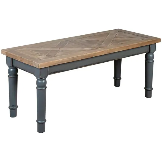 BRAND NEW BOXED HENLEY RECLAIMED PINE SMALL DINING BENCH W 40, H 45, L 102CM.