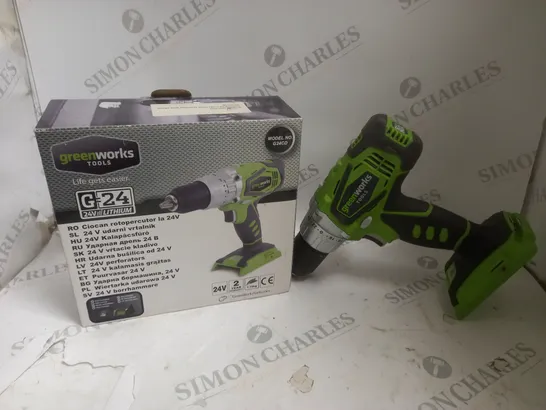 BOXED GREENWORKS 24v SDS HAMMER DRILL - NO BATTERY