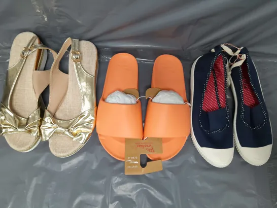 BOX OF APPROXIMATELY 15 ASSORTED PAIRS OF SHOES AND FOOTWEAR ITEMS IN VARIOUS COLOURS, STYLES, AND SIZES - COLLECTION ONLY