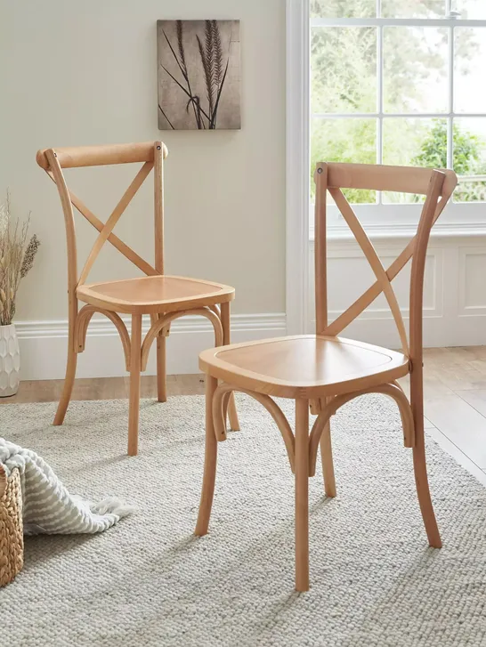 BOBBIN BISTRO CHAIRS PAIR - OAK - COLLECTION ONLY 