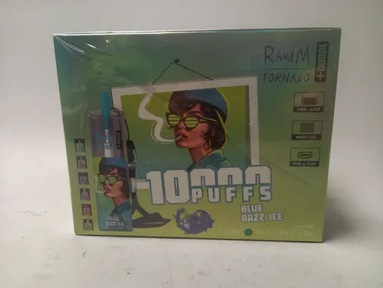 SEALED AND BOXED R AND M TORNADO DISPOSABLE VAPES - BLUE RAZZ ICE - 10 PER BOX