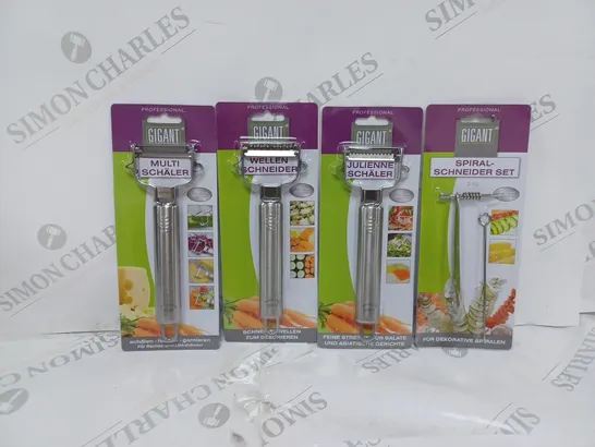 BOX OF 4 ASSORTED PROFESSIONAL GIGANT VEGETABLE PEELERS