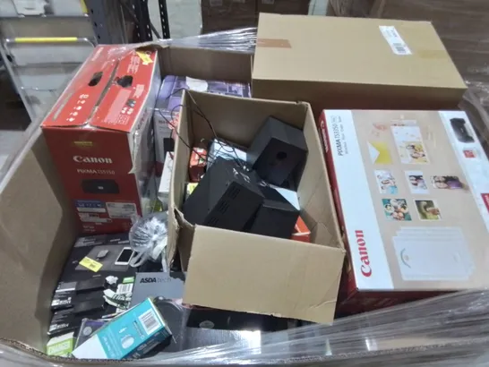 PALLET OF ASSORTED TECH ITEMS TO INCLUDE CANON PRINTER, JVC HEADPHONES AND TP-LINK STARTER KIT