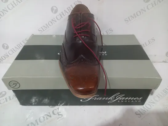 BOXED PAIR OF FRANK JAMES NORBURY LACE UP SHOES IN BROWN UK SIZE 8