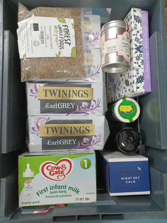 LOT OF APPROXIMATELY 11 FOOD AND DRINK ITEMS TO INCLUDE COW AND GATE BABY MILK AND TWININGS TEABAGS