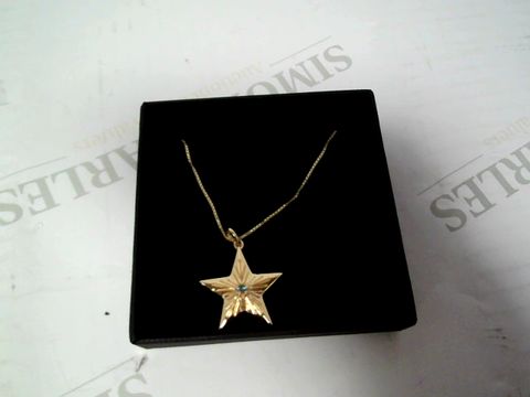RACHEL JACKSON LONDON 22CT GOLD PLATED SILVER BLUE TOPAZ STATEMENT LUCKY STAR NECKLACE RRP &pound;120.00