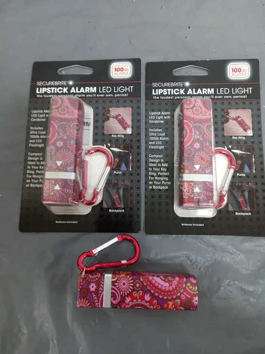 SECUREBRITE SET OF 3 LIPSTICK SAFETY ALARMS WITH FLASHLIGHT