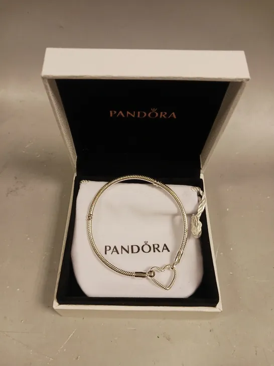 PANDORA HEART DESIGN SILVER CHARM BRACELET 