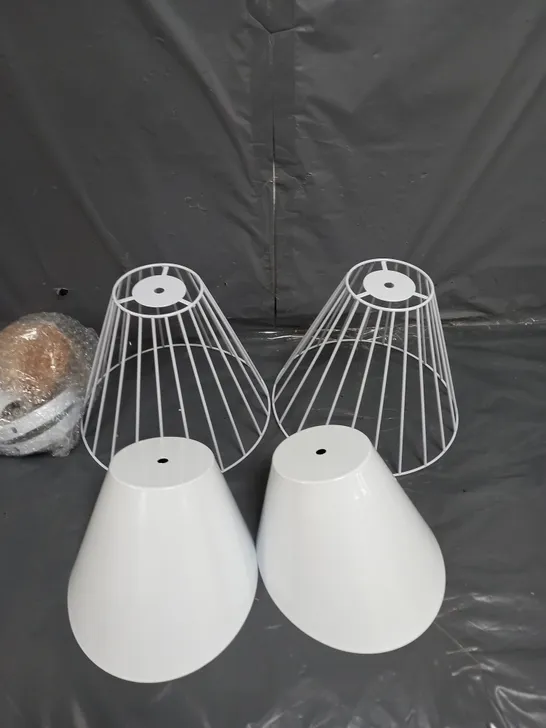 SET OF 2 BIRDCAGE EFFECT LIGHT SHADES AND PENDANTS