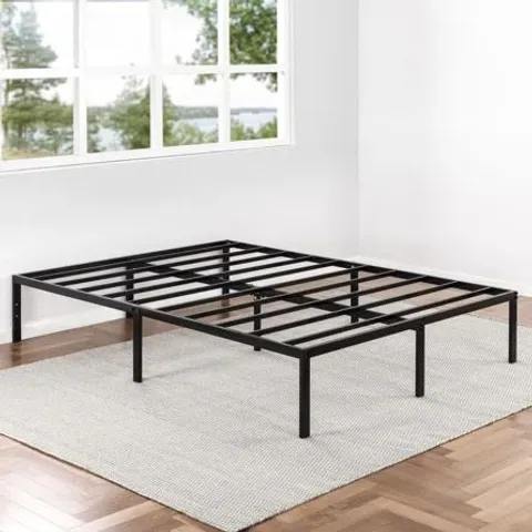 (BOXED) METAL PLATFORM DOUBLE BED FRAME WITH STEEL SLATS 